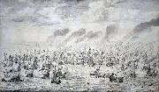willem van de velde  the younger The Battle of Terheide, 10 August 1653: episode from the First Anglo-Dutch War oil painting artist